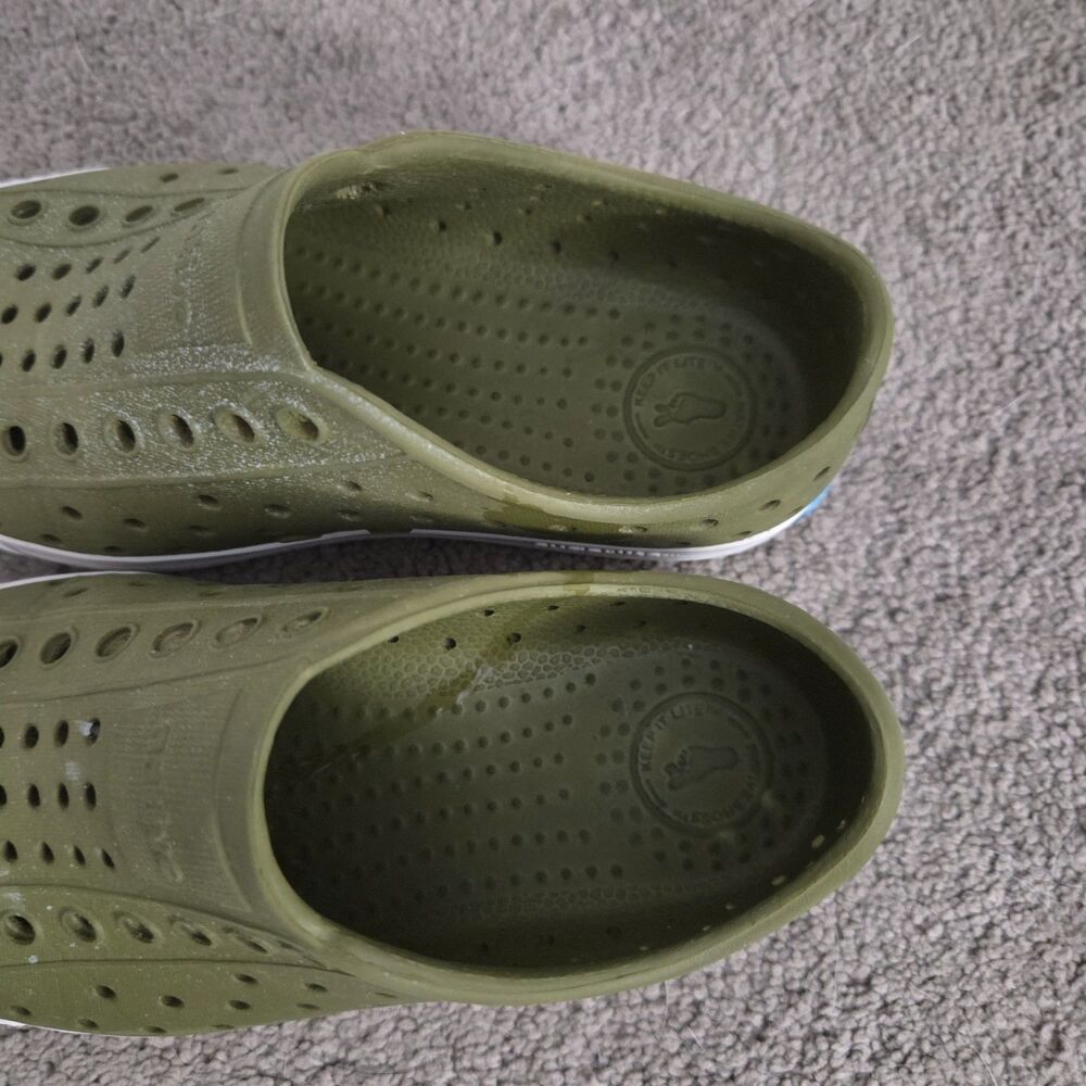 Native Jefferson Shoes Lightweight Waterproof Sugarlite Milo Sz C12 Utili Green - Picture 8 of 9